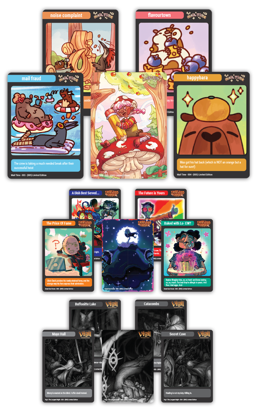 MTC#42: Vigil: The Longest Night, Great God Grove, Mail Time - Trading Card Bundle