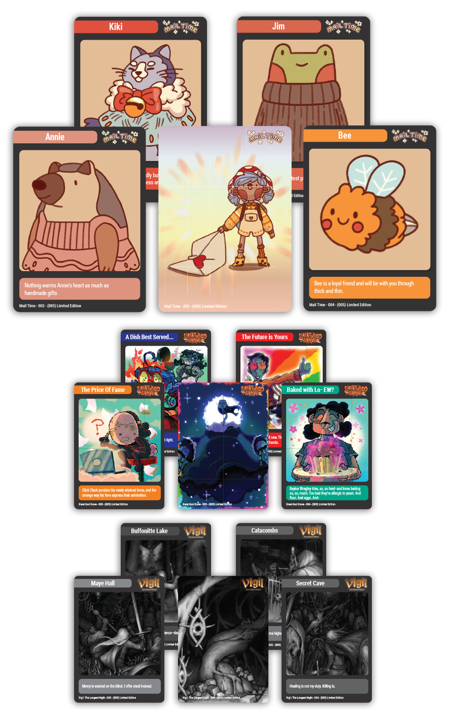 MTC#42: Vigil: The Longest Night, Great God Grove, Mail Time - Trading Card Bundle