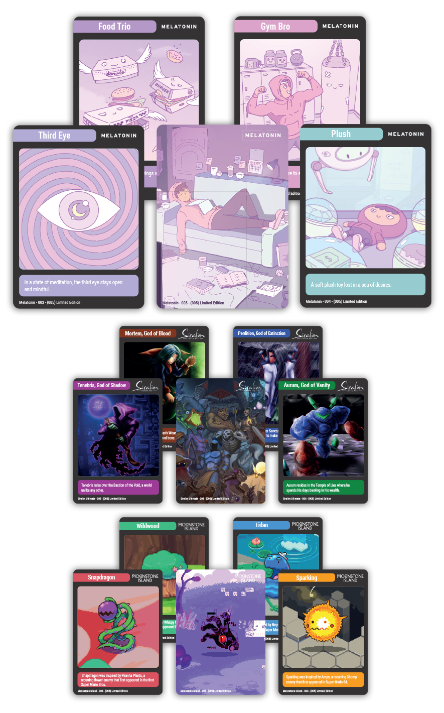MTC#44: Moonstone Island, Siralim Ultimate, Melatonin - Trading Card Bundle