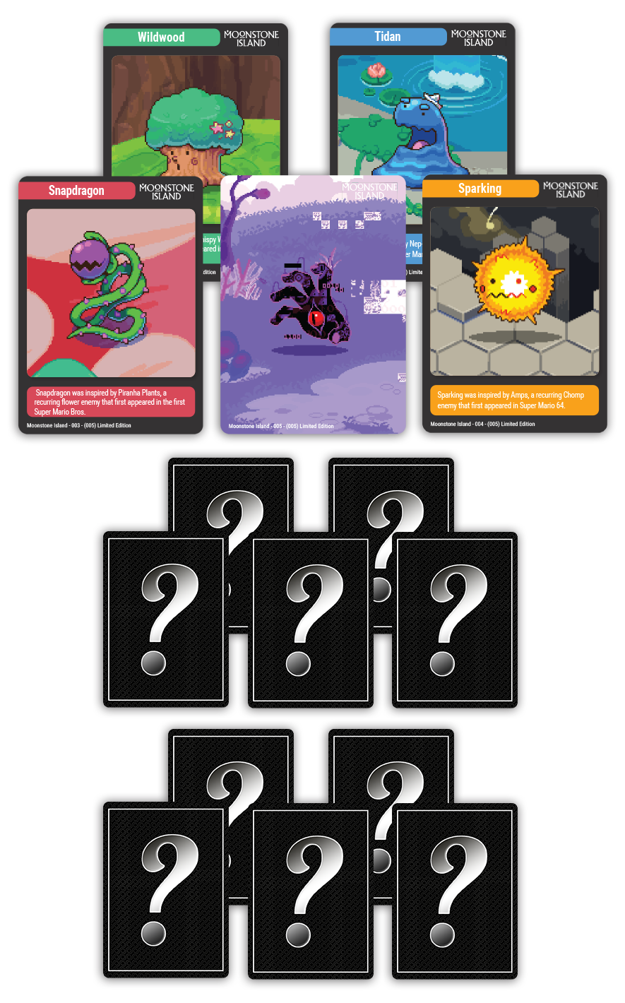 MTC#44: Moonstone Island, Game #144, Game #145 - Trading Card Bundle