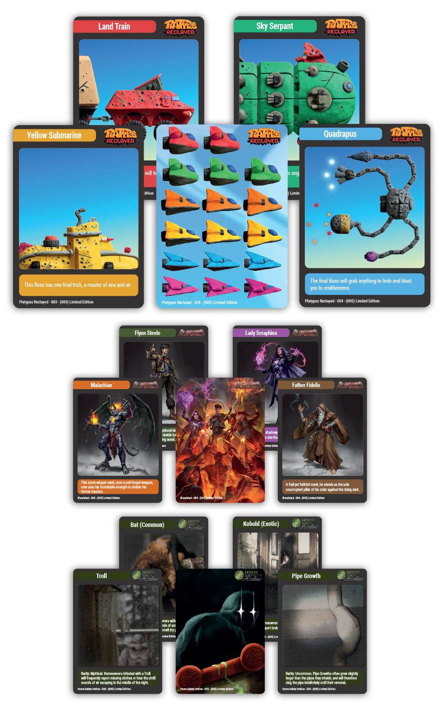 MTC#47: Home Safety Hotline, Bloodshed, Platypus Reclayed - Trading Card Bundle
